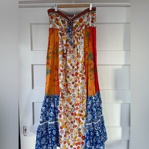 Free People Colorful Floral Patchwork Maxi Dress